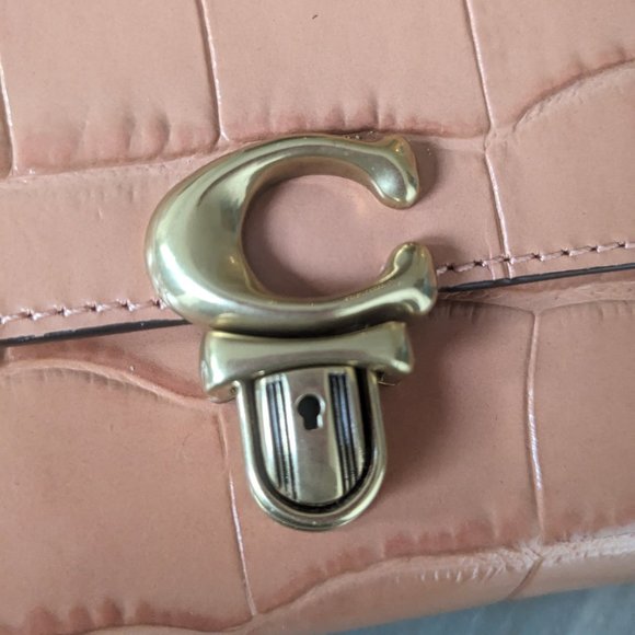 Coach Pink Croc-Embossed Wallet with Gold Hardware - Picture 10 of 11